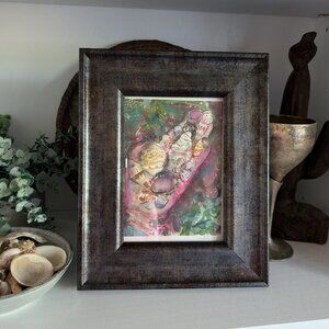 "Handful of Shells: Botanical" Original 5"x7" Framed Watercolor Painting Art